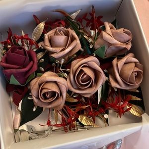 Boutonnieres wedding party set of 6 blush rose for groomsmen red for groom New